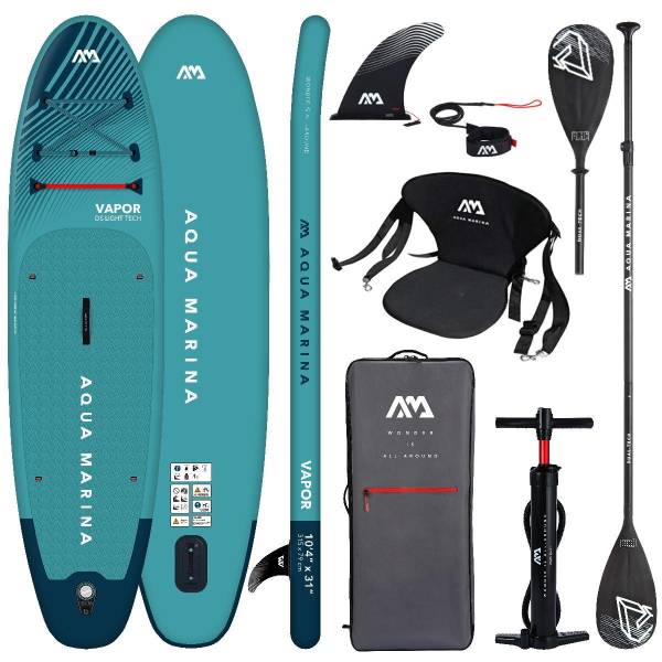 AQUA MARINA VAPOR 10.4 iSUP Board Set aufblasbar Stand Up Paddle Kajakpaddel & Sitz