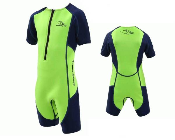 Aqua Sphere STINGRAY HP2 Kinder UV Shortie Badeanzug Neopren Shorty Wetsuit grün