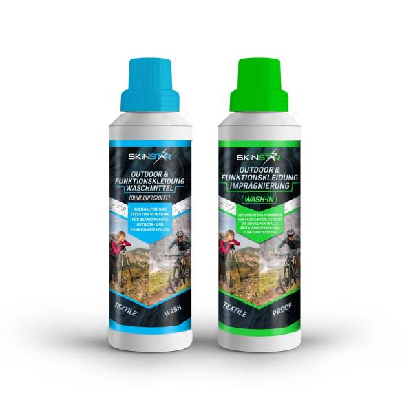 SkinStar Outdoor & Funktionskleidung Waschmittel ohne Duftstoffe + Wash-In Imprägnierung Doppelpack je 500m