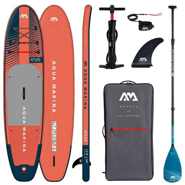 AQUA MARINA ATLAS 12.0 iSUP Board Set aufblasbar Stand Up Paddle Carbon Guide Paddel