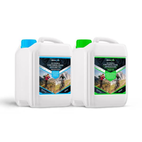 SkinStar Outdoor & Funktionskleidung Waschmittel ohne Duftstoffe + Wash-In Imprägnierung Doppelpack je 2,5L