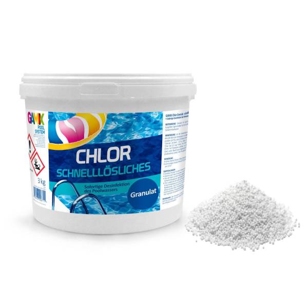 Chlorgranulat für Pool 3 kg Schockchlorung Desinfektion Pflege für Schwimmbad